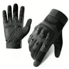A pair of black breathable motorbike riding gloves shown against a white background.