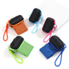 A collection of colorful instant cooling towels for sports and fitness, including black, orange, pink, and blue versions.