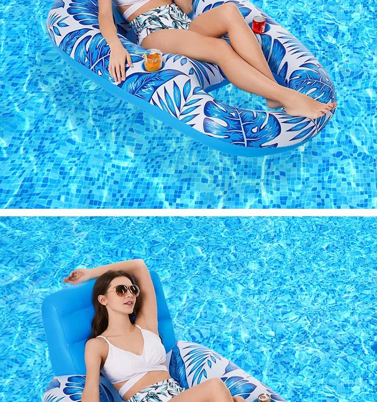 Striped Inflatable Pool Hammock for Adults