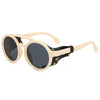 Light beige retro steampunk goggles sunglasses with black accents