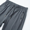 Gray breathable men's casual jogger pants with drawstring details