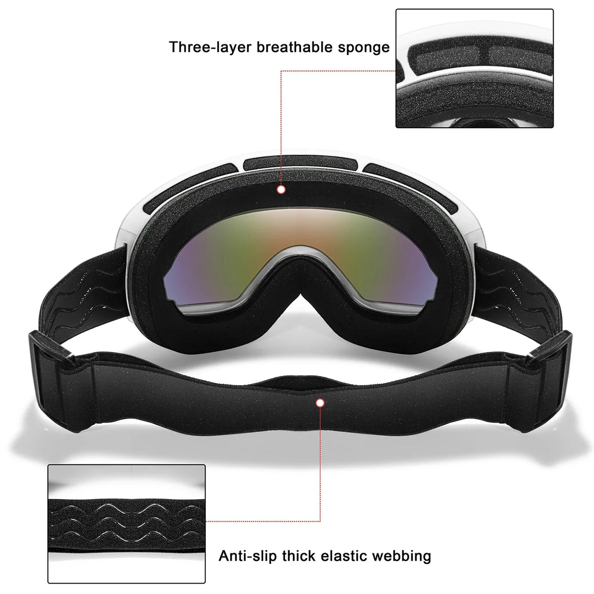 Outdoor Ski Goggles with Protective Case and Anti-Fog Lenses