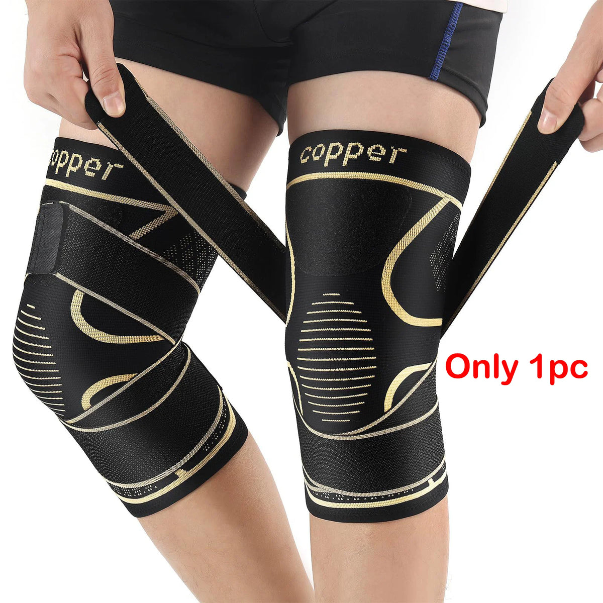 Copper-Infused Knee Compression Sleeve with Adjustable Strap