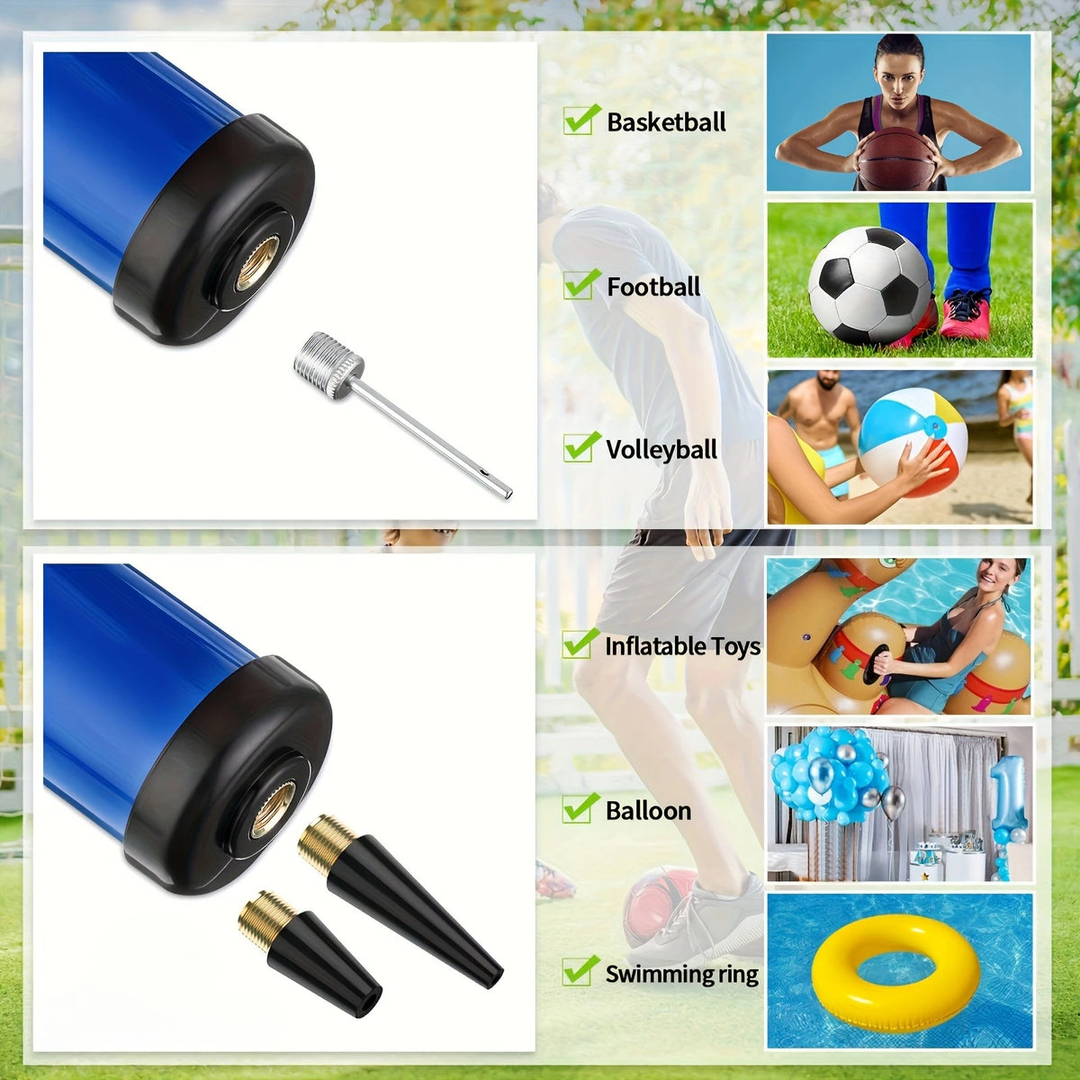 Portable Manual Ball Pump with Needle and Nozzle