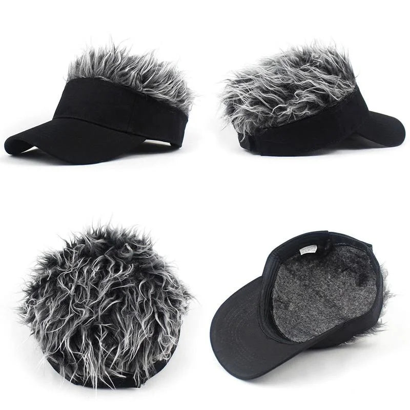 Adjustable Sun Visor with Realistic Hair Strands