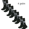 Four pairs of black men's athletic soccer socks with anti-slip grip
