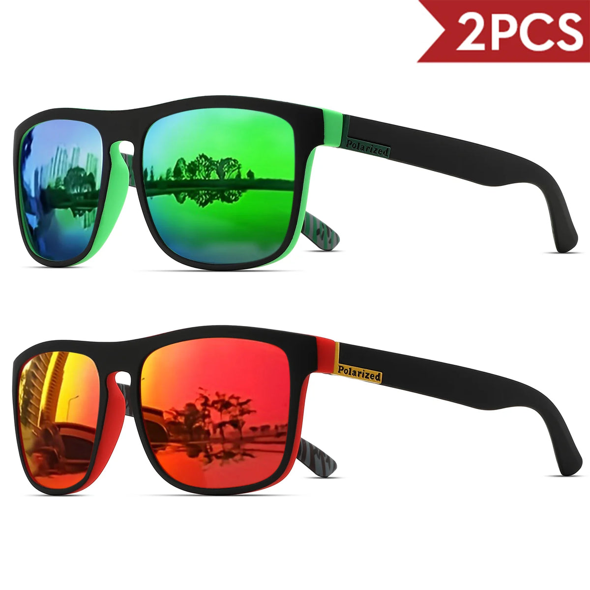 Classic Square Polarized Sunglasses - UV400 Protection for Driving, Fishing & Cycling