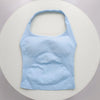 Light blue seamless sports camisole top for yoga and fitness
