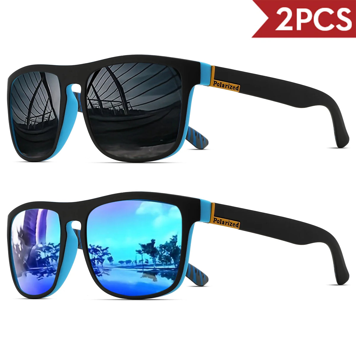 Classic Square Polarized Sunglasses - UV400 Protection for Driving, Fishing & Cycling