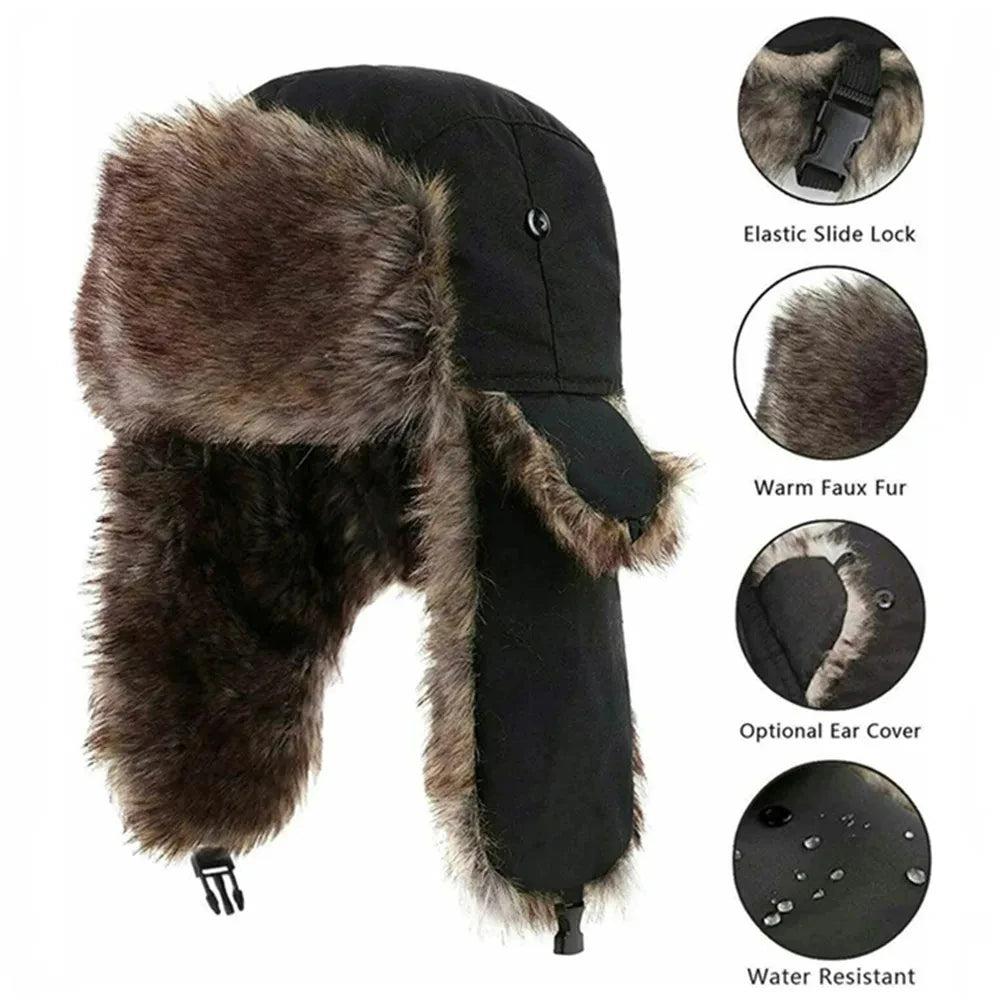 Faux Fur Trapper Hat with Ear Flaps