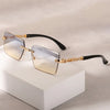 Minimalist Rimless Rectangle Sunglasses for Women and Men