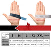 Diagram showing hand measurements for sizing motorcycle off-road cycling gloves including palm surround and width.
