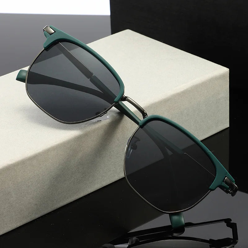 Vintage Half-Frame Sunglasses with UV400 Protection