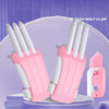 A pair of pink and white carrot-themed fidget stress relief toys are displayed against a purple background.