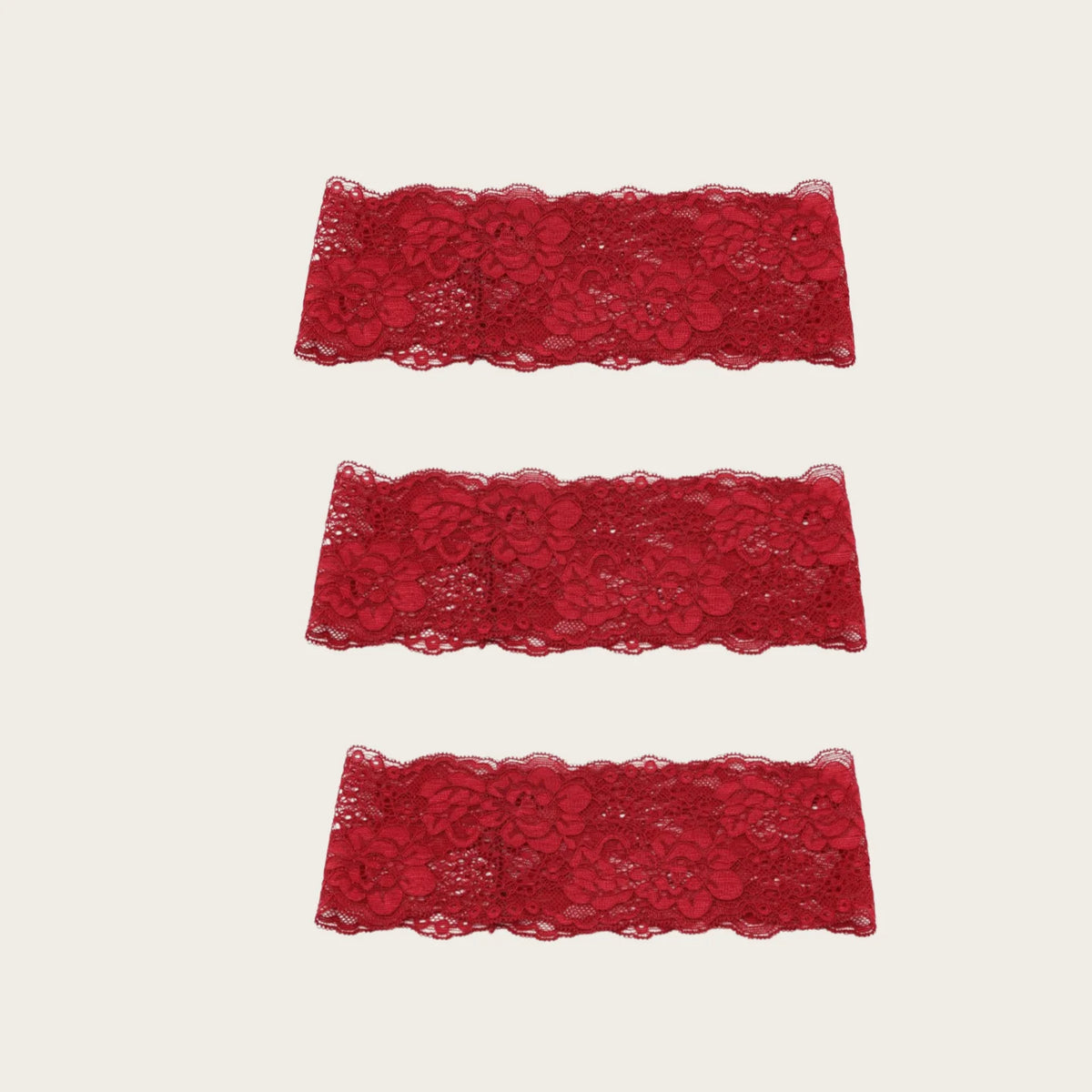 Tres bandas para la cabeza de encaje rojo para fitness y yoga