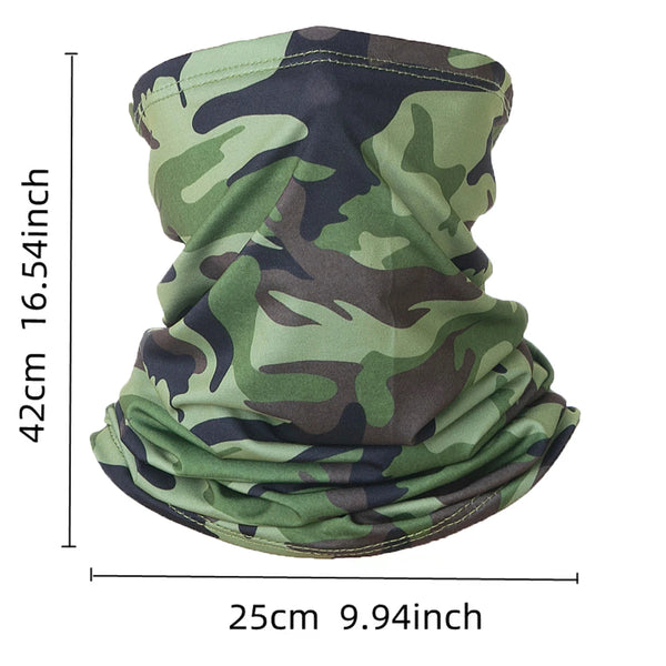 Tarniges grün-braunes multifunktionales UV-Schutz-Stirnband oder Tuch.