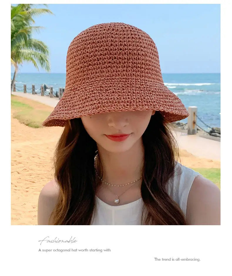 Handwoven Straw Sun Hat with Wide Brim