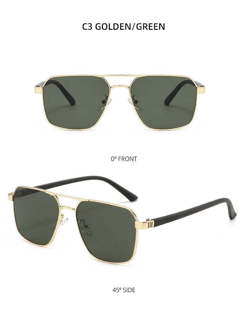 C3 Golden/Green sunglasses shown from the front and side views.