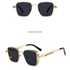 Vintage Steampunk Square Sunglasses with Metal Frame