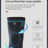 Black breathable elastic fabric patella wrap for distributing pressure and stabilizing muscles