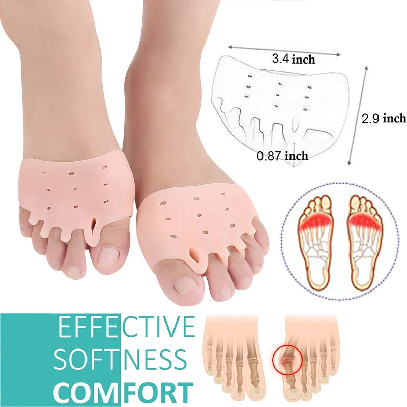 Rosa Silikon-Pads zum Schmerzlinderung für Metatarsal, Zehentrenner, auf einem Fuß