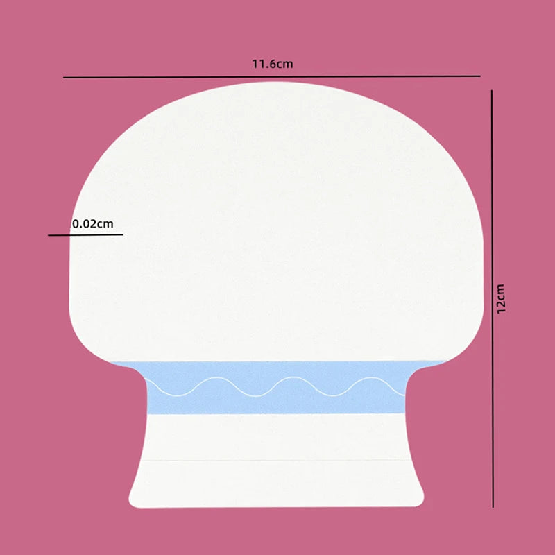 Diagram showing the dimensions of an invisible body shaping patch, including a white top layer and a light blue contoured bot