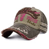 Vintage Washed Cotton Baseball Cap with Embroidered Cow Head