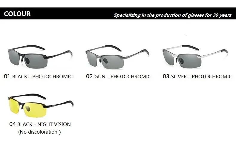 Photochromic Polarized Sunglasses with Alloy Frame