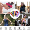 Verschiedene bunte elastische Stirnbänder bei Fitness- und Stilaktivitäten.