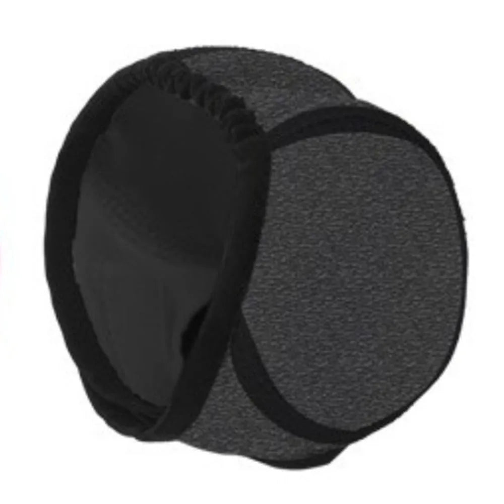 Black pet noise reduction ear muffs for dogs shown from above