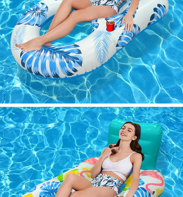 Striped Inflatable Pool Hammock for Adults