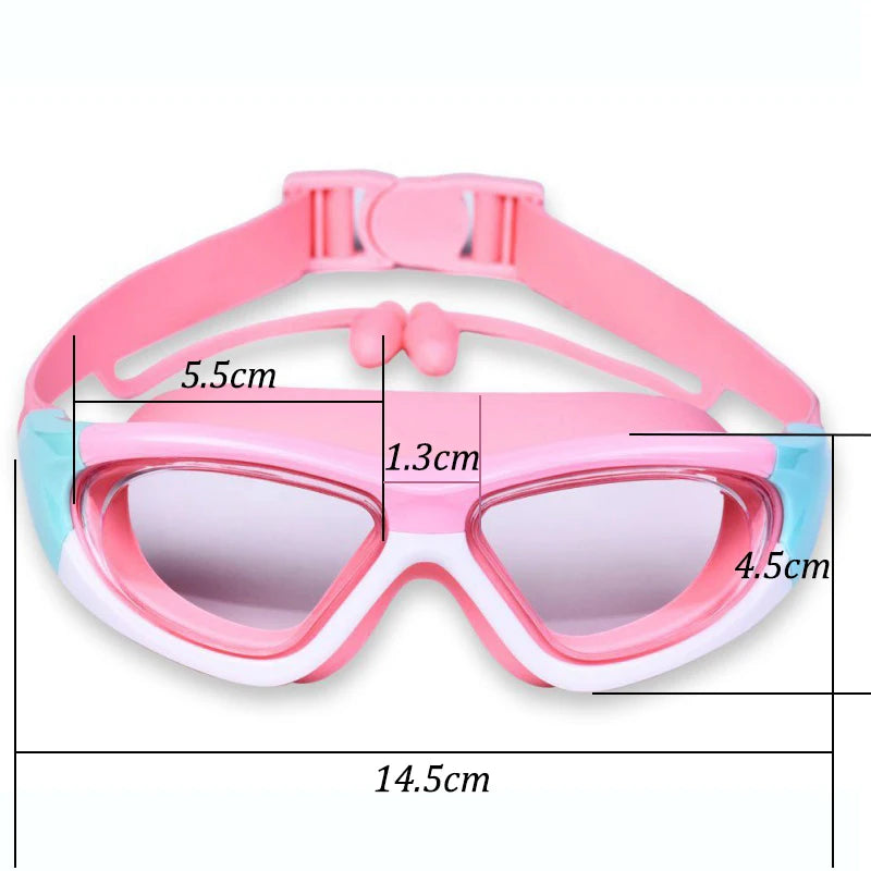 Kids Swim Goggles with Anti-Fog Lenses and Silicone Earplugs