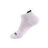 White athletic ankle socks for running and fitness shown from the side.