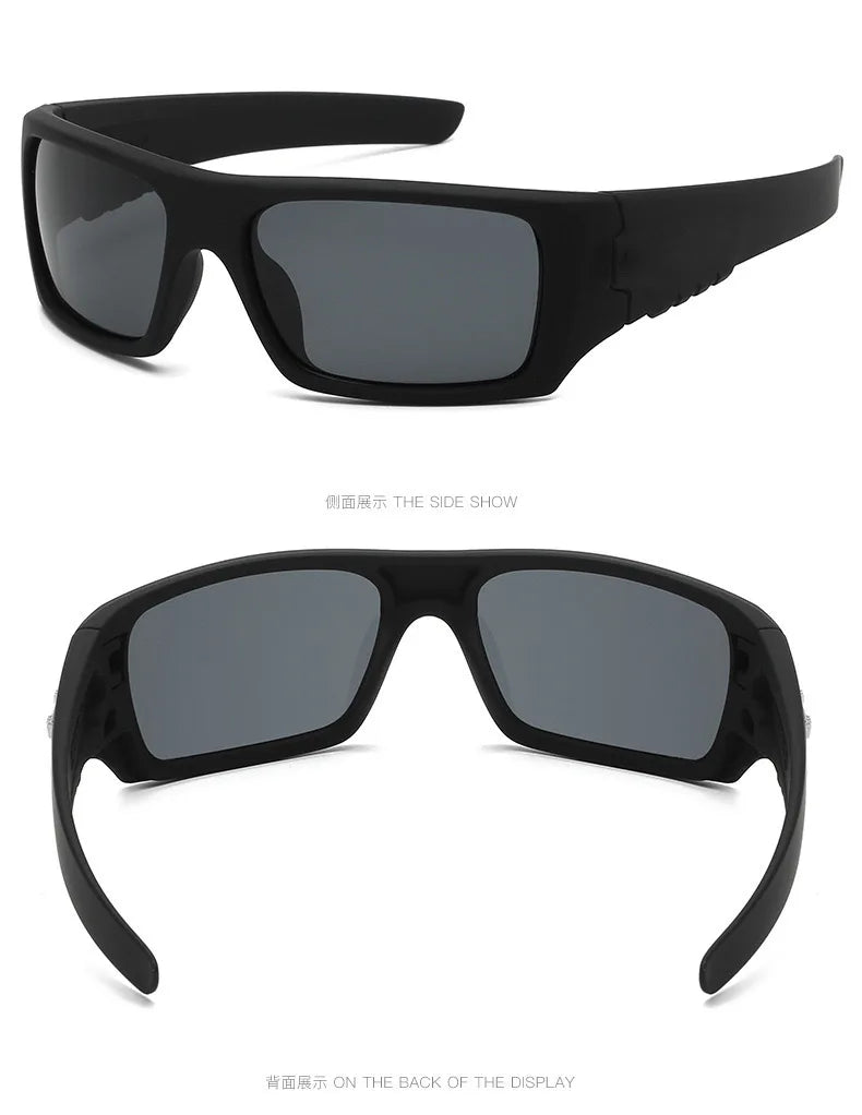 Black vintage rectangle sunglasses shown in two views