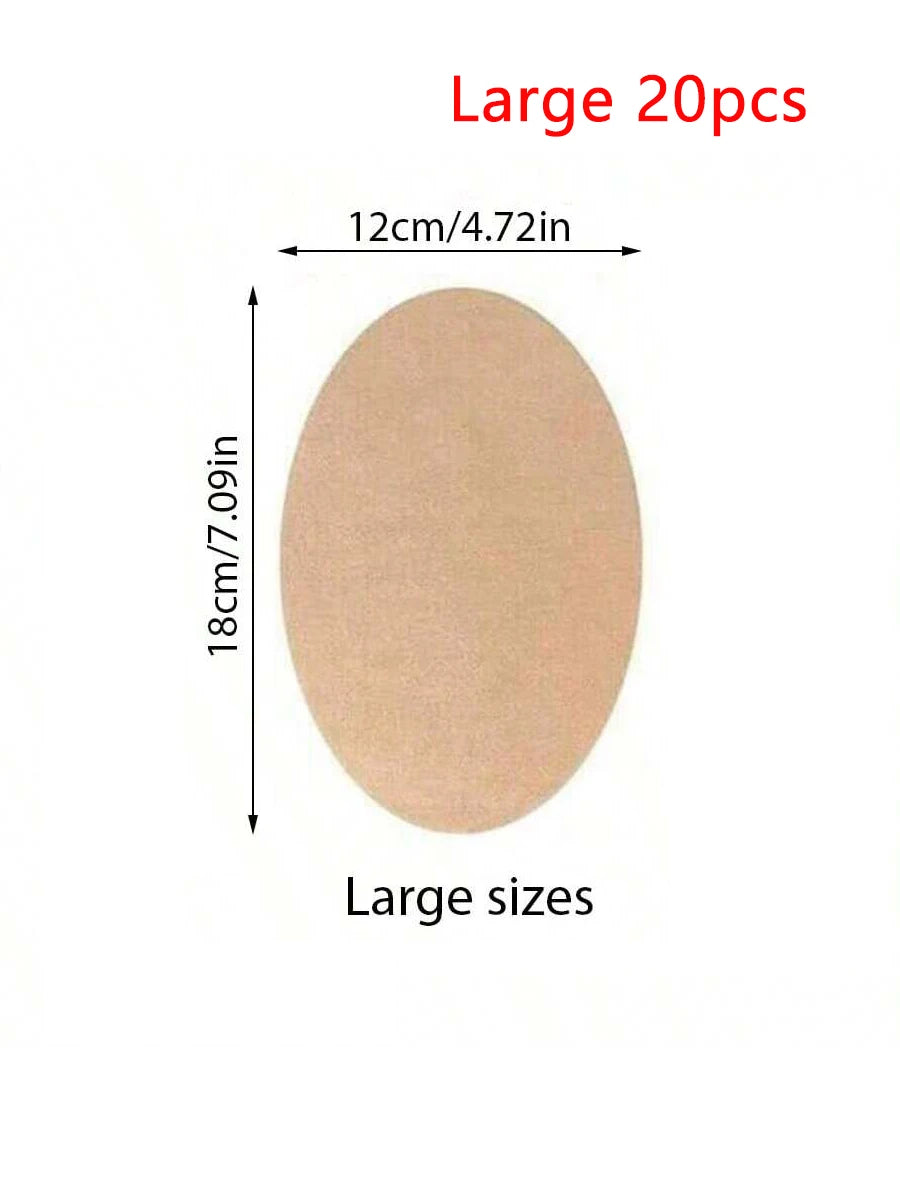 Grandes 20 pièces de bandes anti-frottement beige invisibles, mesurant 12x18 cm.