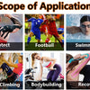 Image showing various applications of kinesiology tape including sports, bodybuilding, and recovery.