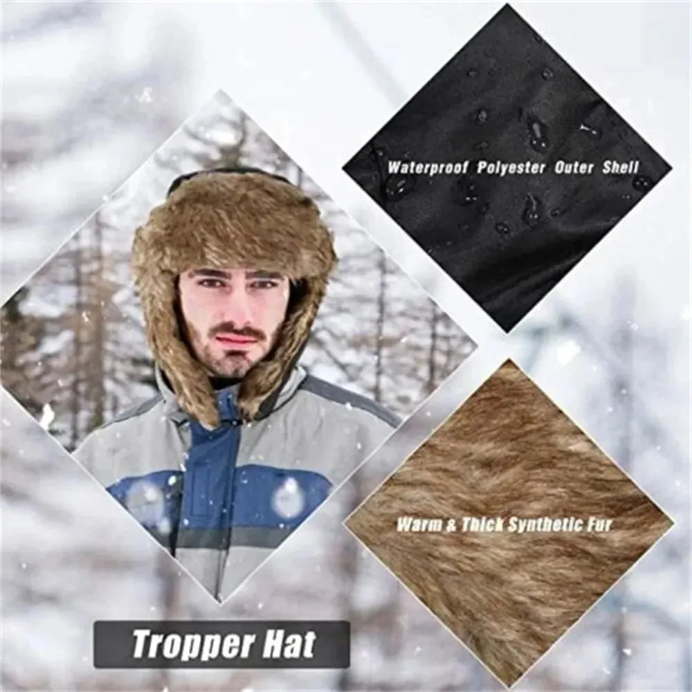 Men's Winter Trapper Hat with Faux Fur Ear Flaps