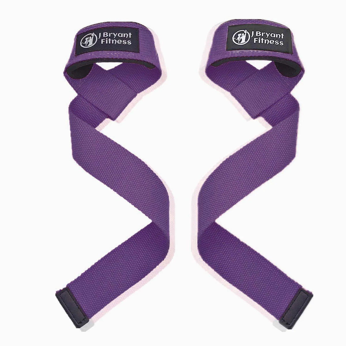A purple Bryant Fitness gym wrist strap shown from both sides.