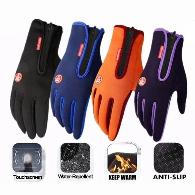 Touchscreen Warm Winter Gloves with Zipper Closure