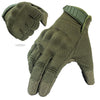 Une paire de gants tactiques sport vert olive en gros plan.