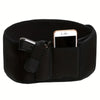 Ceinture tactique noire pour port dissimulé, avec emplacement pour smartphone.