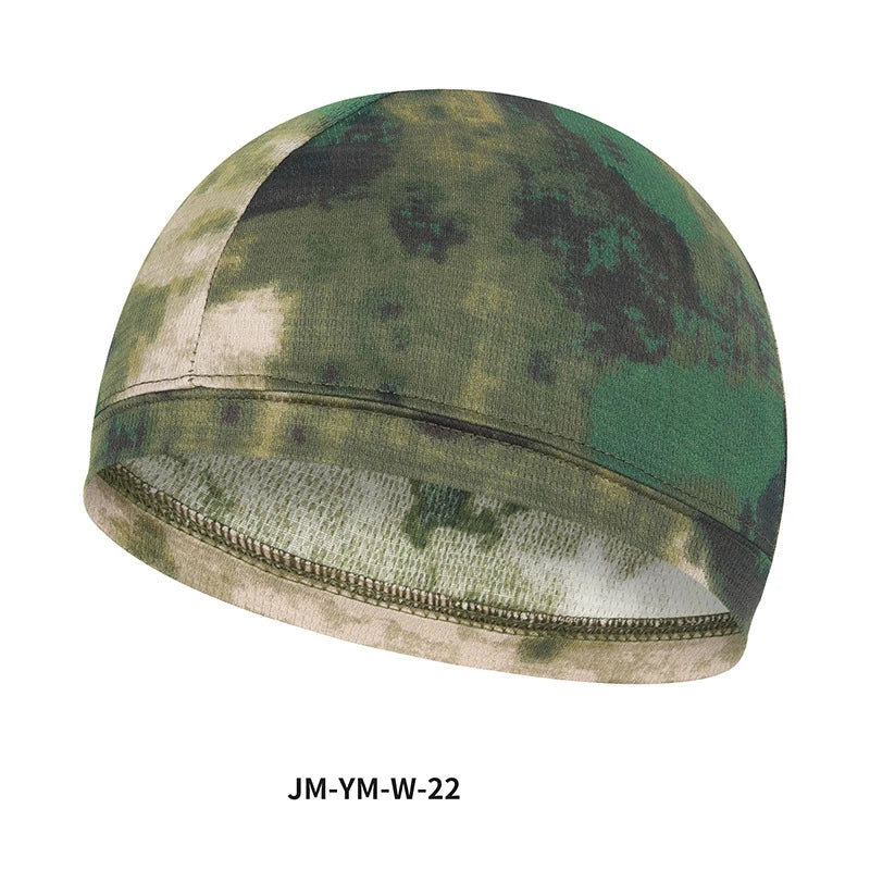 Olivgrün-braunes Tarnnetz-Skullcap von oben.