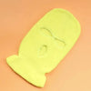 A bright yellow tactical knit balaclava beanie hat shown from above on a plain background.