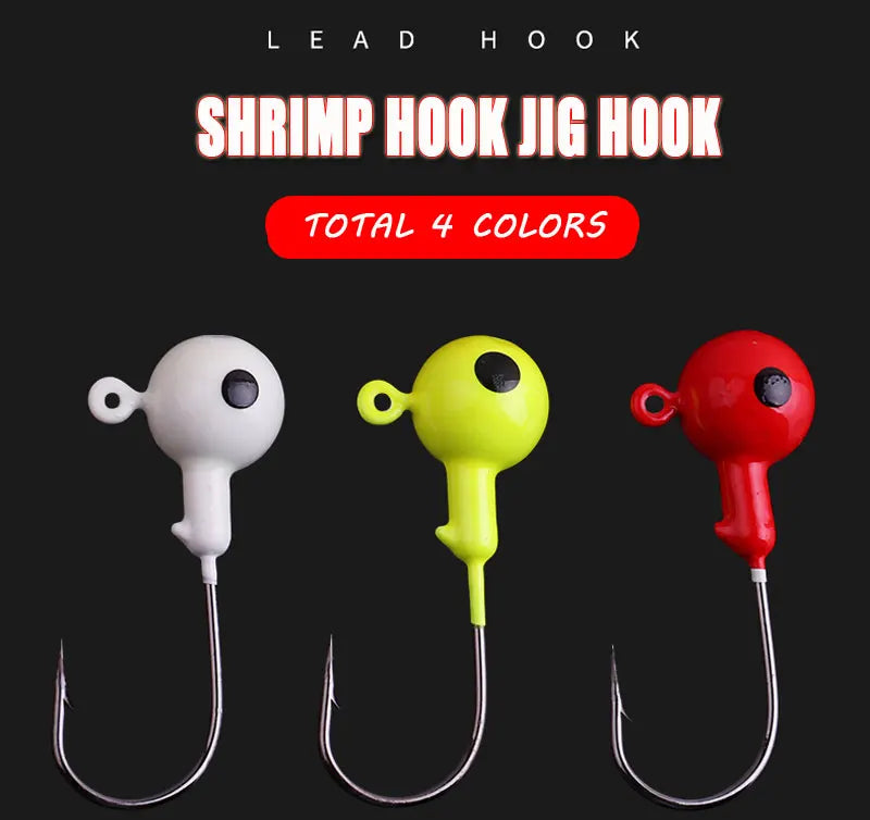 Colorful Fishing Jig Head Hooks with Soft Lure Compatibility