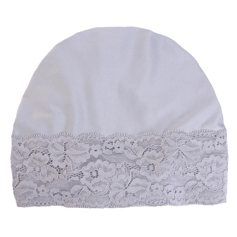 Elegant Lace Chiffon Floral Cap for Women