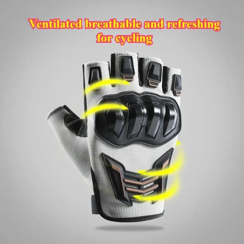 A pair of ventilated breathable and refreshing cycling gloves shown on a hand.