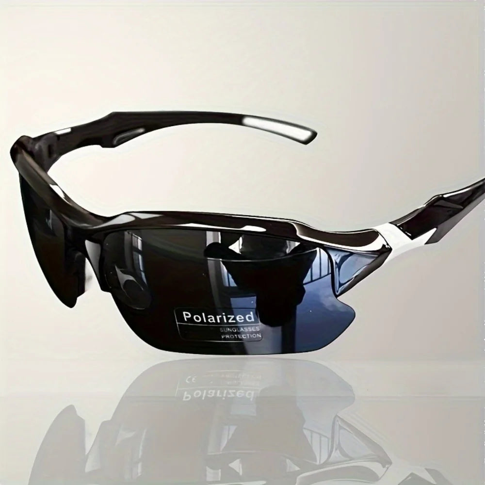 Polarized Half-Frame Sport Sunglasses with Anti-Glare Lenses