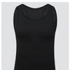 Black women's breathable sport tank top shown against a light gray background.
