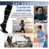 Compression socks for leg pain relief used by runners, hikers, and bikers.