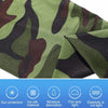 Close-up of olive green camouflage fabric showing texture and pattern.
